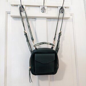 Free People Mika Green Snakeskin Print Vegan Leather Mini Backpack Crossbody Bag